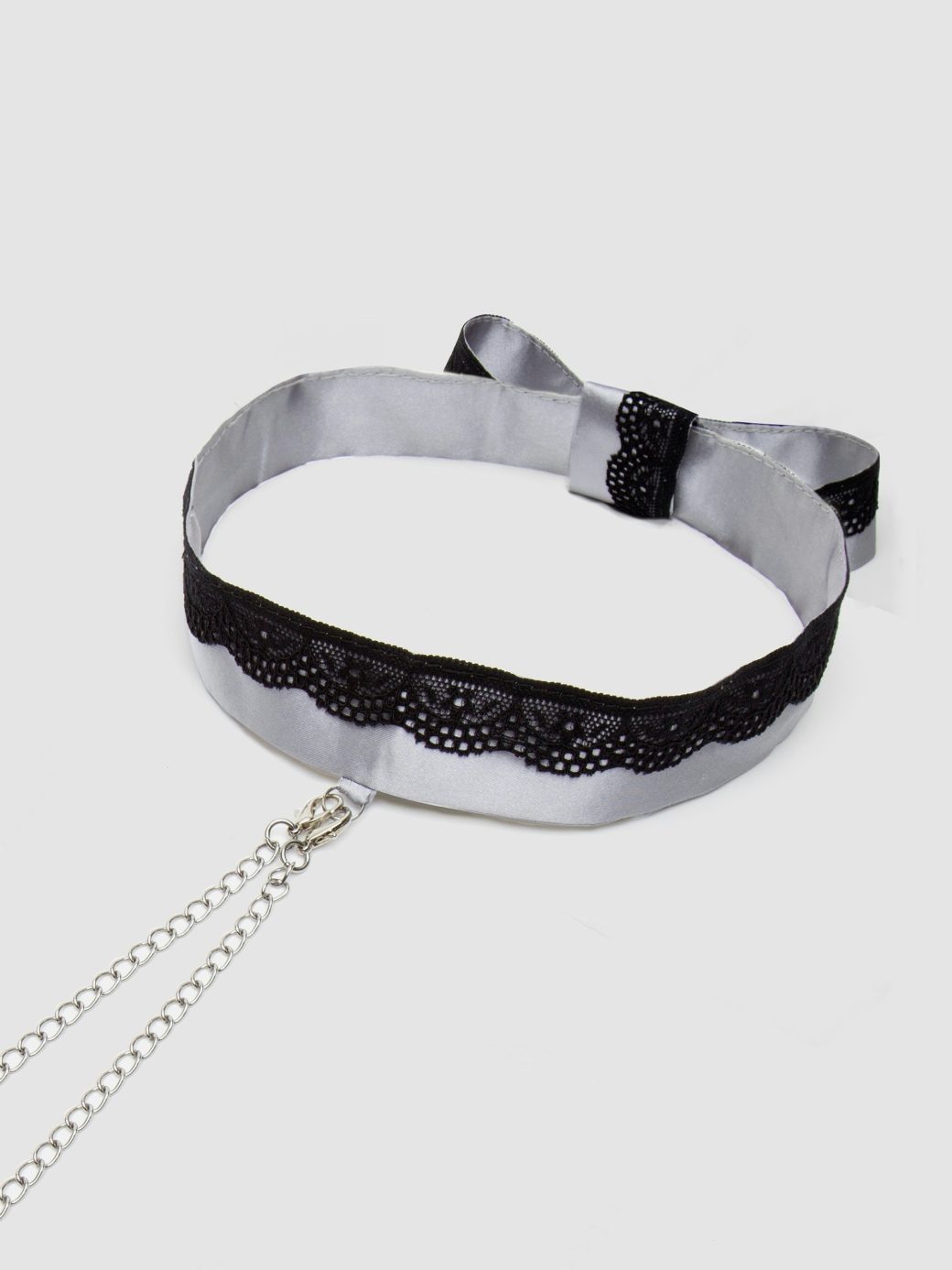 Grey Play Nice Satin and Lace Collar and Nipple Clamps - Image 2
