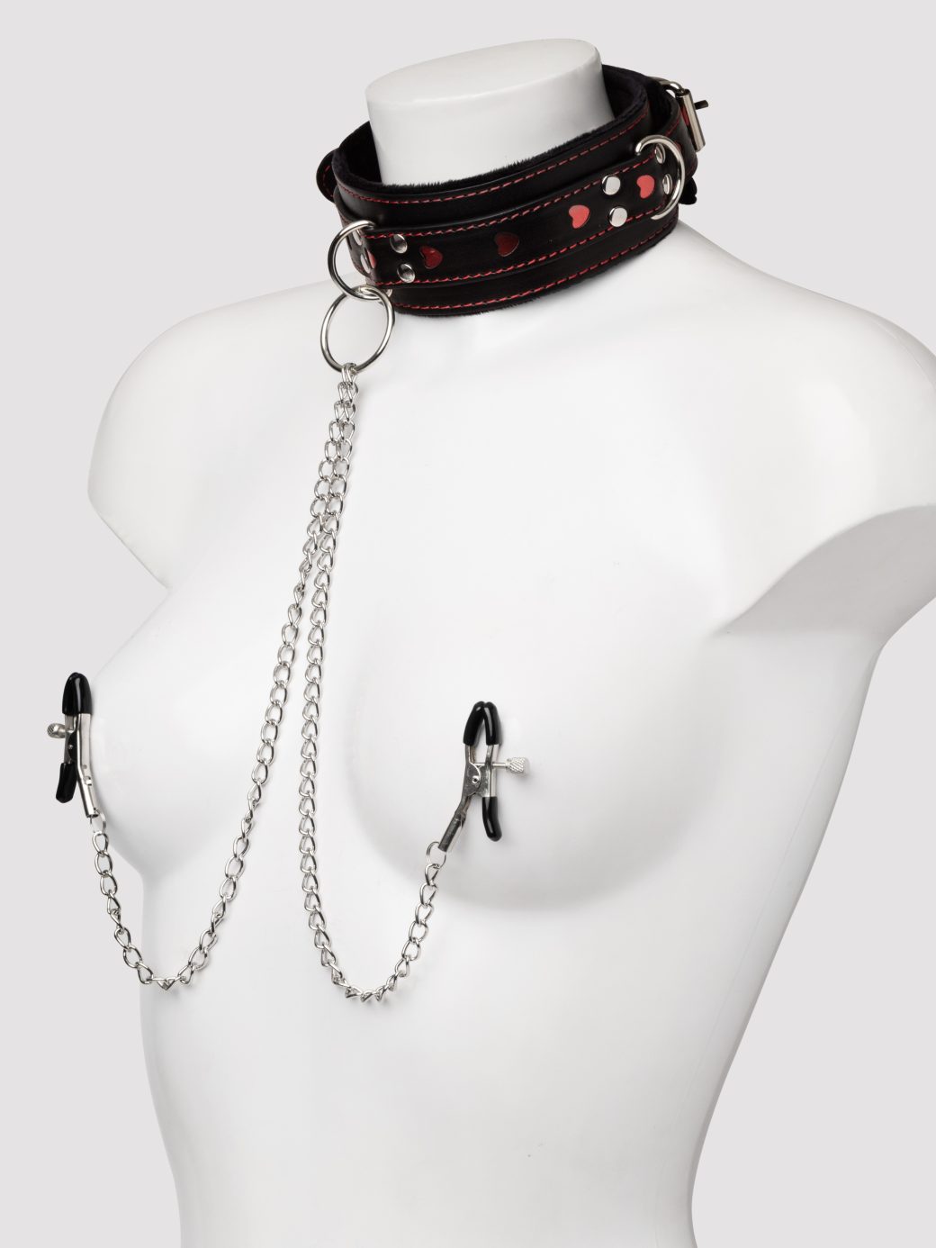 Heart Collar with Nipple Clamps and Chain - Image 2