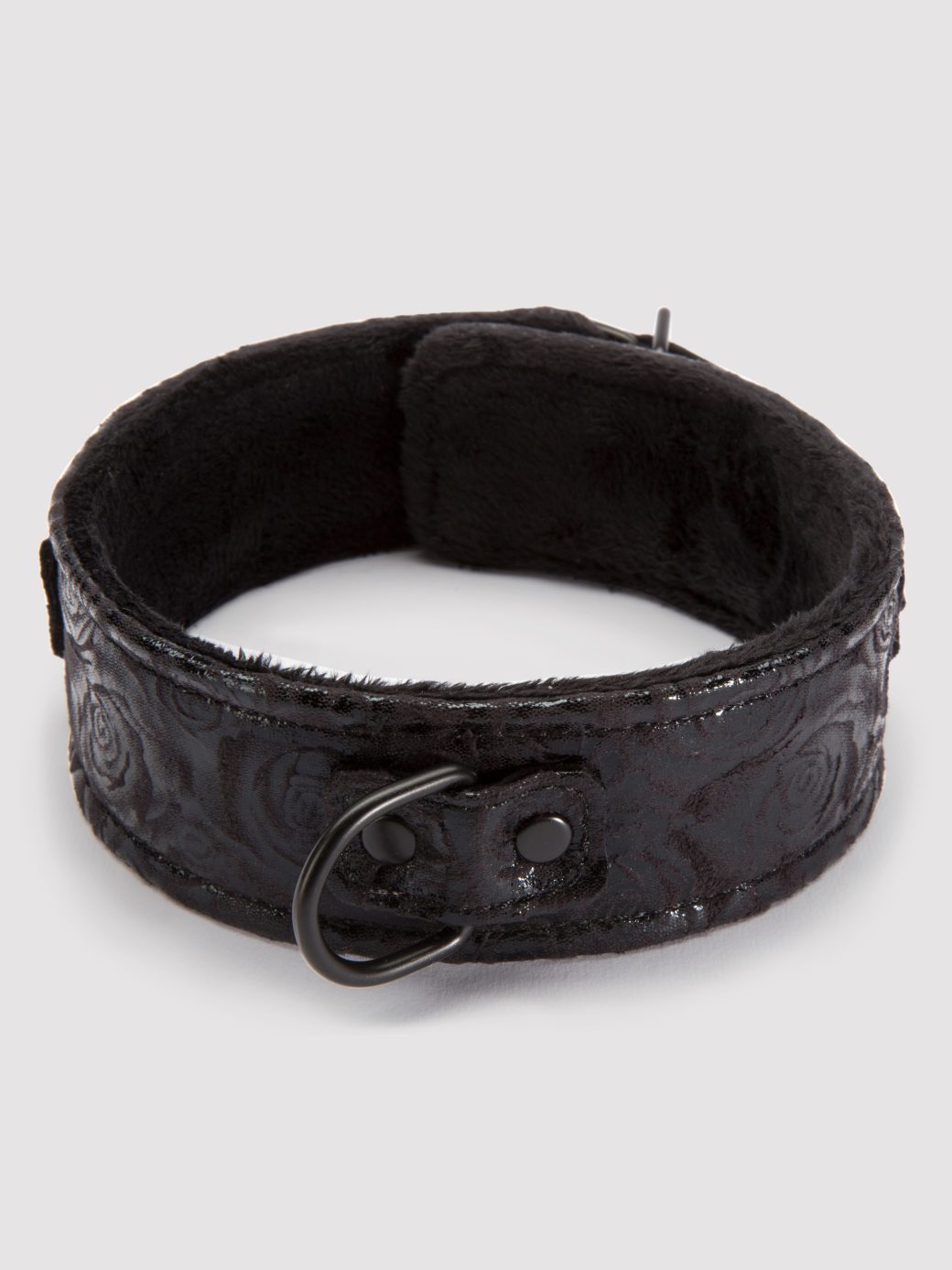 Black Rose Faux Fur Lined Collar and Lead Set - Image 3