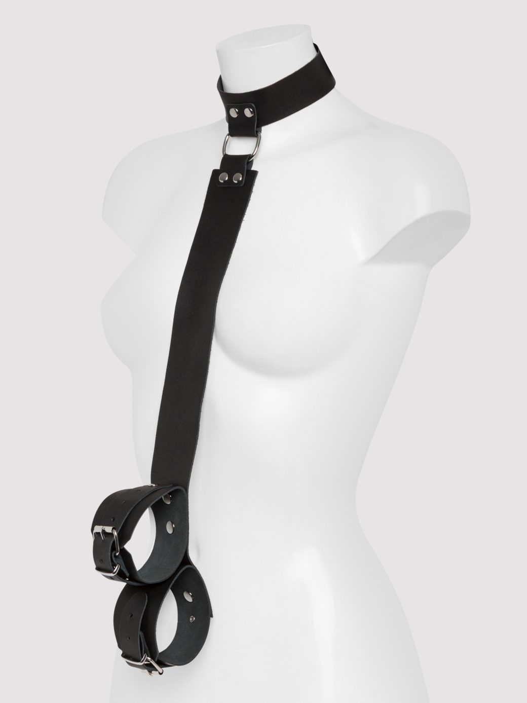 Deluxe Leather Collar and Wrist Restraint Harness