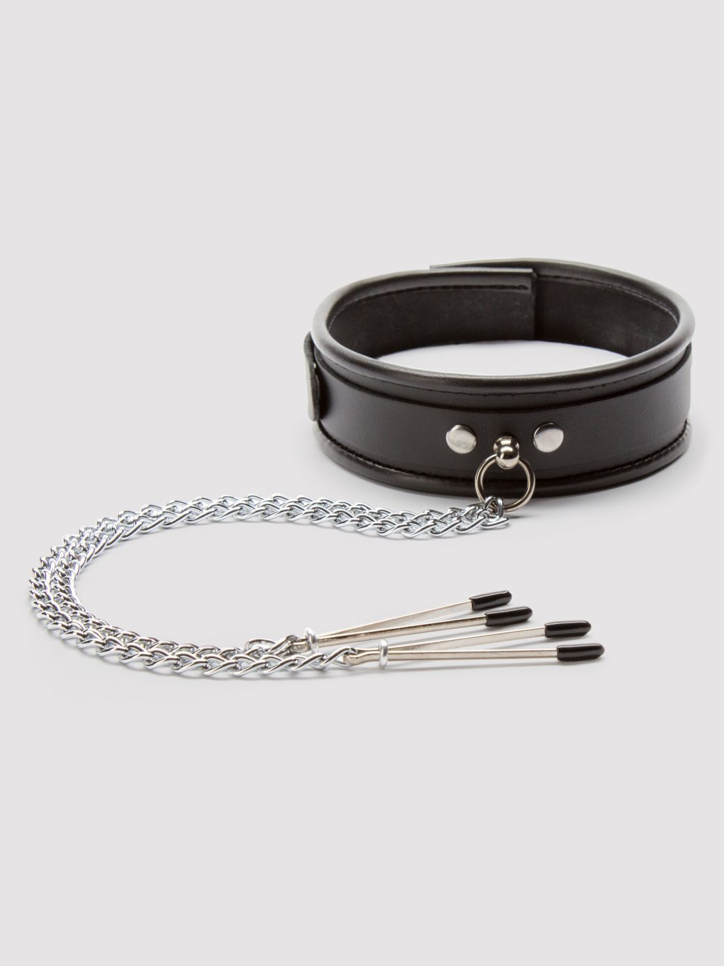 Deluxe Leather Collar with Nipple Clamps - Image 3