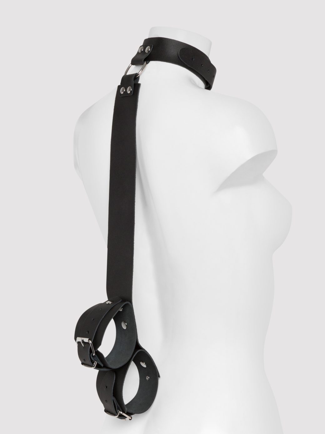 Deluxe Leather Collar and Wrist Restraint Harness - Image 2