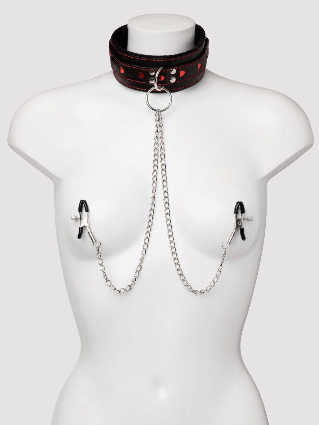 Heart Collar with Nipple Clamps and Chain