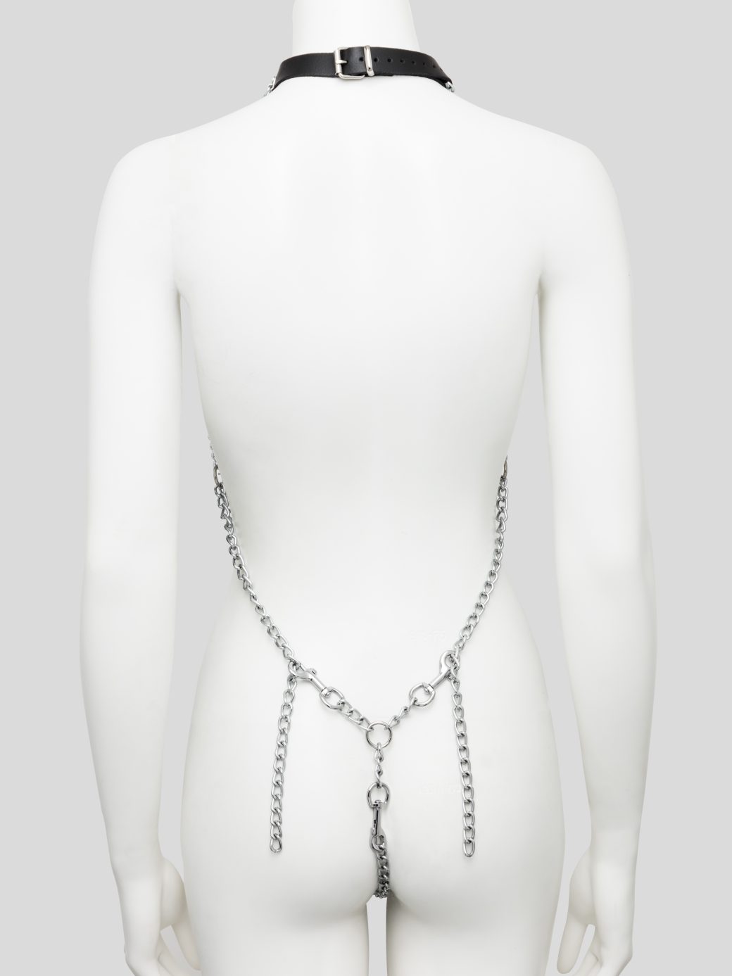 Deluxe Open-Body Chain Harness with Leather Collar - Image 3