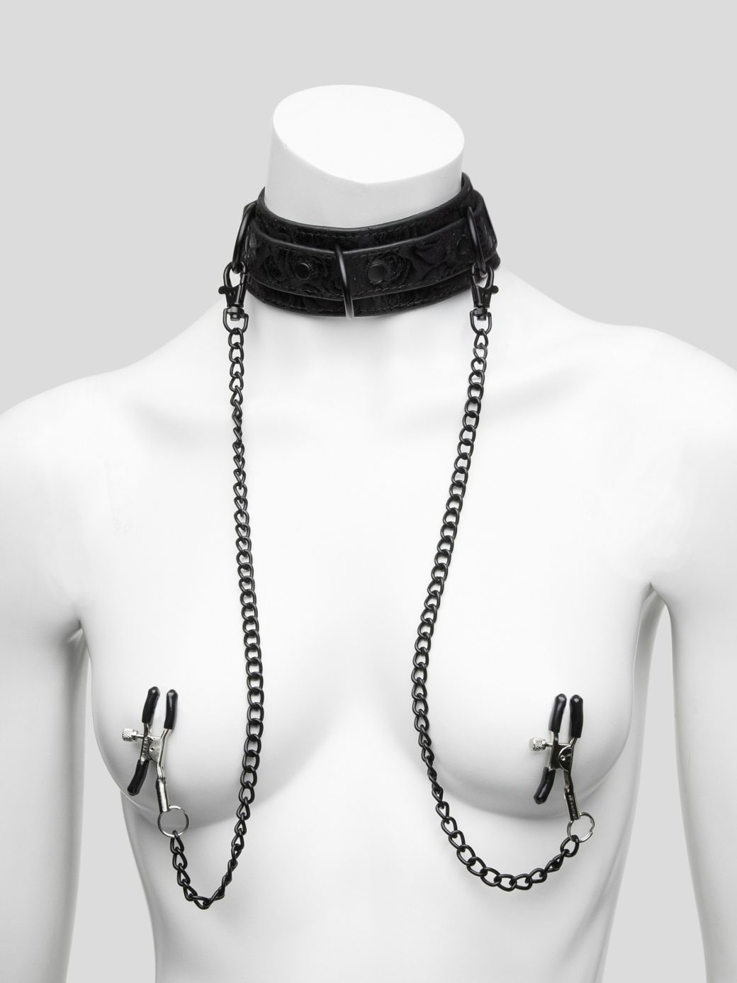 Black Rose Collar with Nipple Clamps - Image 2