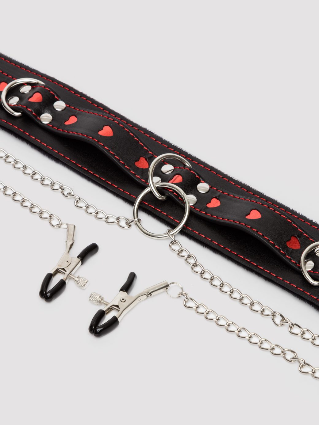 Heart Collar with Nipple Clamps and Chain - Image 3