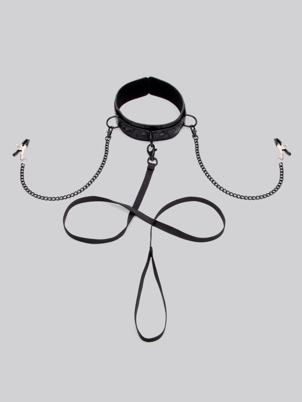 Black Rose Collar with Nipple Clamps