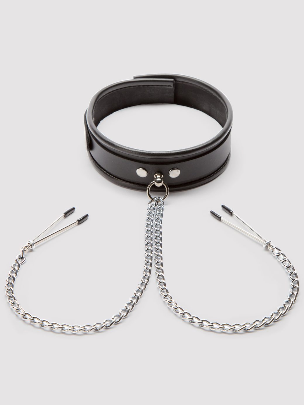 Deluxe Leather Collar with Nipple Clamps