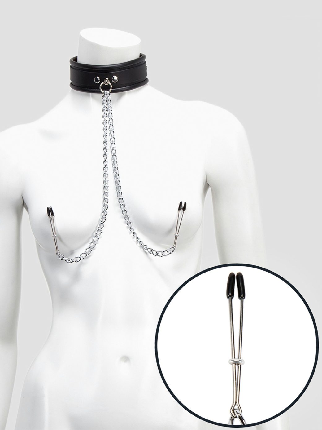 Deluxe Leather Collar with Nipple Clamps - Image 2