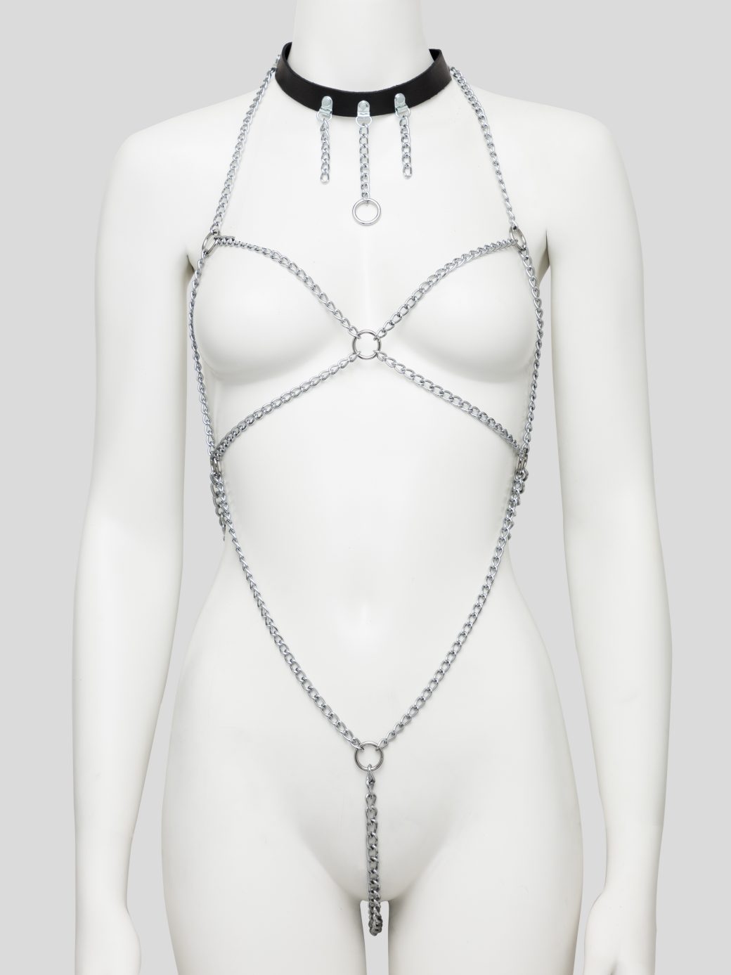 Deluxe Open-Body Chain Harness with Leather Collar